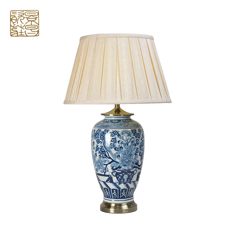 Modern living room lighting ceramic shade lamp table lamp with base switch