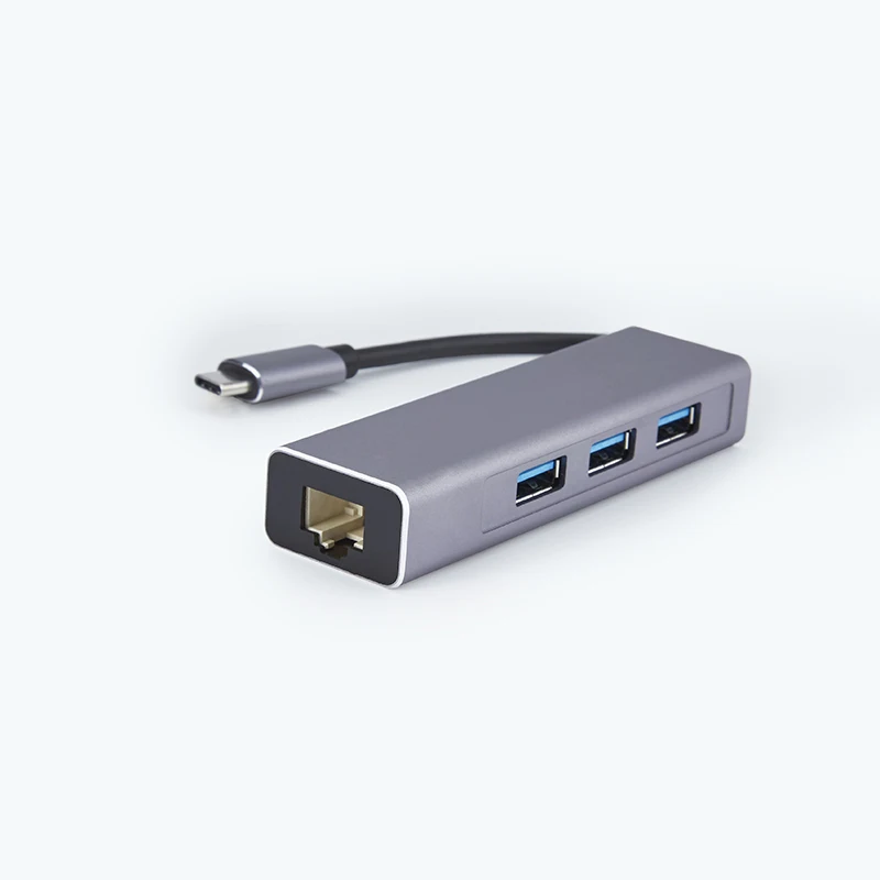 
Custom Logo OEM ODM USB C to USB 3.1 Hub 10M 1000M Gigabit RJ45 LAN Network Converter Ethernet Adapter 