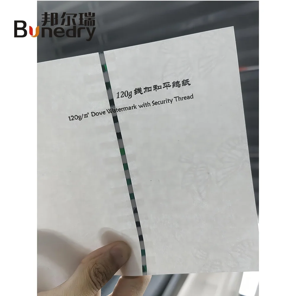 120g Customized Security Thread Certificate Paper Watermark Wood Pulp Cotton and Hemp Anti-Counterfeit Custom Sticker Usage