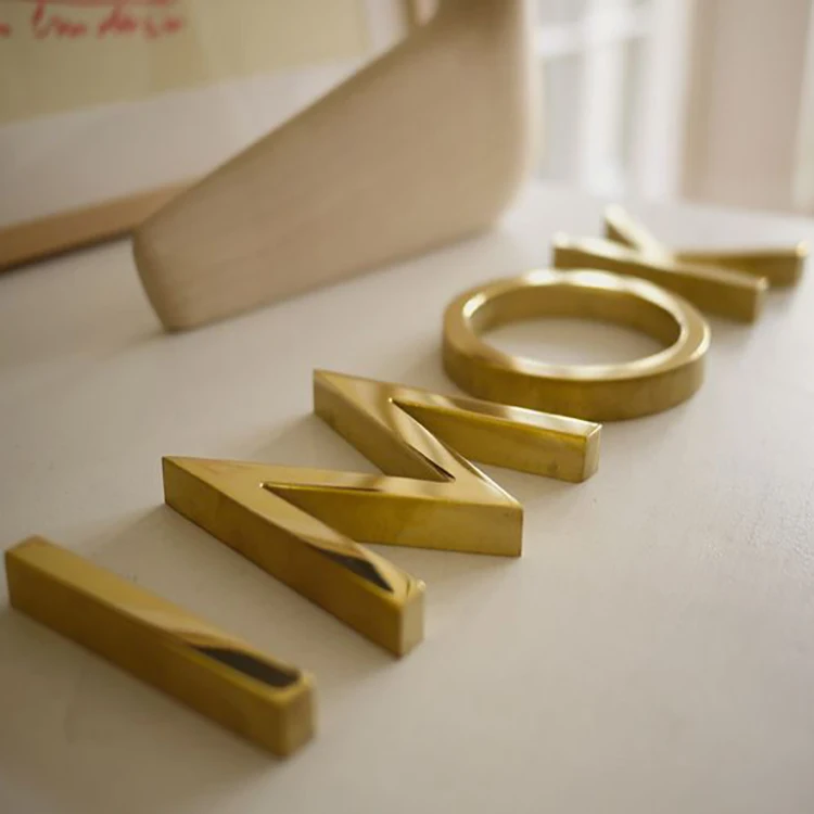 Custom Gold Metal Letter 3D Metal Chromed Letters Company Wall Logo Business Sign