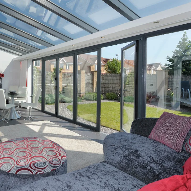 thermal insulated aluminum glass bifod door exterior villa house multi panel patio accordion folding doors