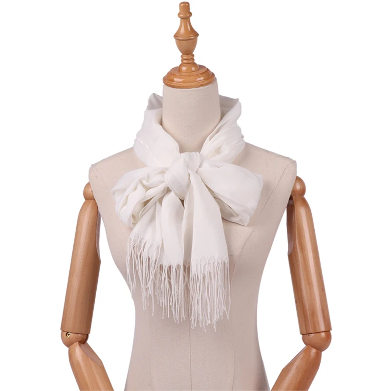 Wholesale Hijab Fashion Soft Ladies Scarves Pashmina Shawls chiffon polyest Spring Solid  Color Plain Tassel Scarf Women