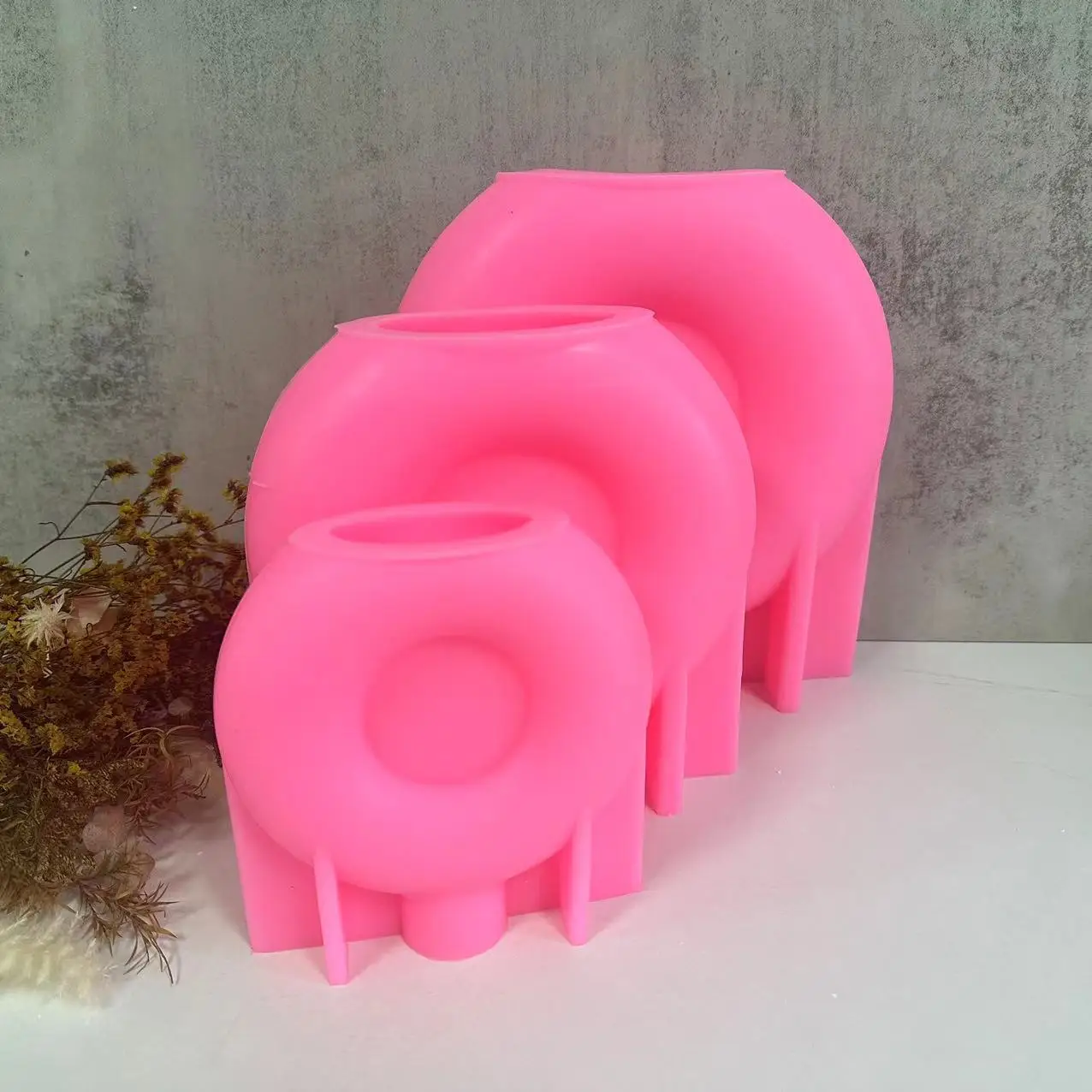 Large Nordic Circles Vase Silicone Mold Home Ornaments Desktop Decorations Casting Mould DIY Concrete Gypsum Vase Making Tool