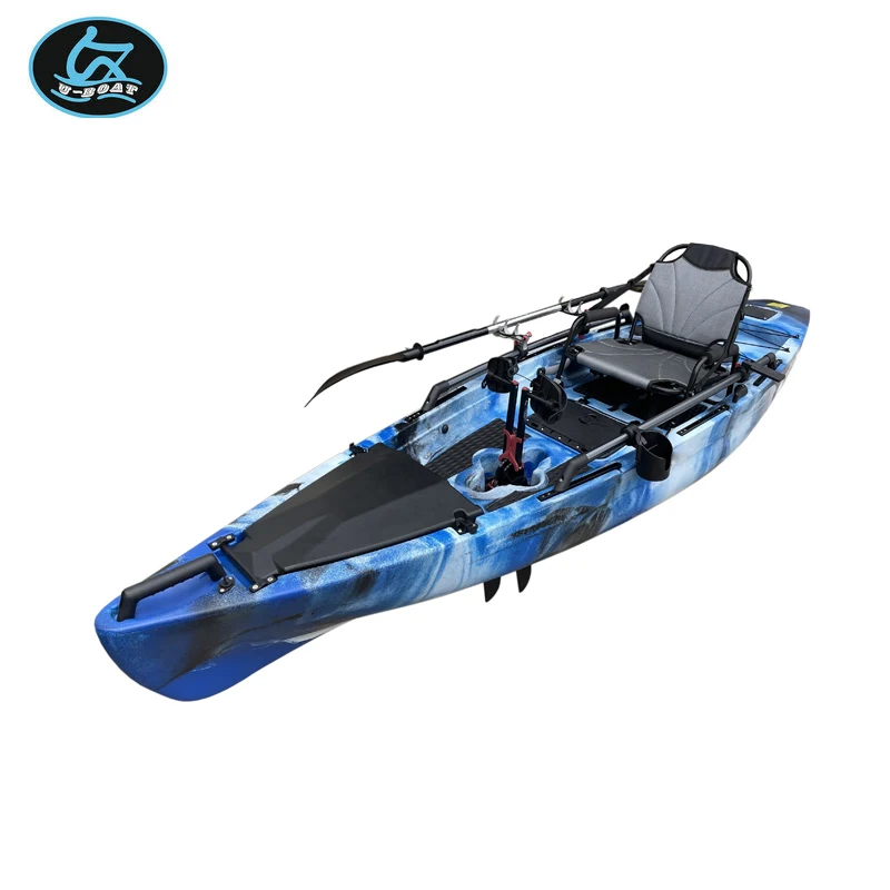 U-boat New Design 12ft wholesale canoes single fishing foot pedal canoe kayak with foldable fishing chair with motor
