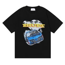 RHUDE racing formula F1 commemorative short-sleeved high-quality double yarn cotton short-sleeved T-shirt men and women