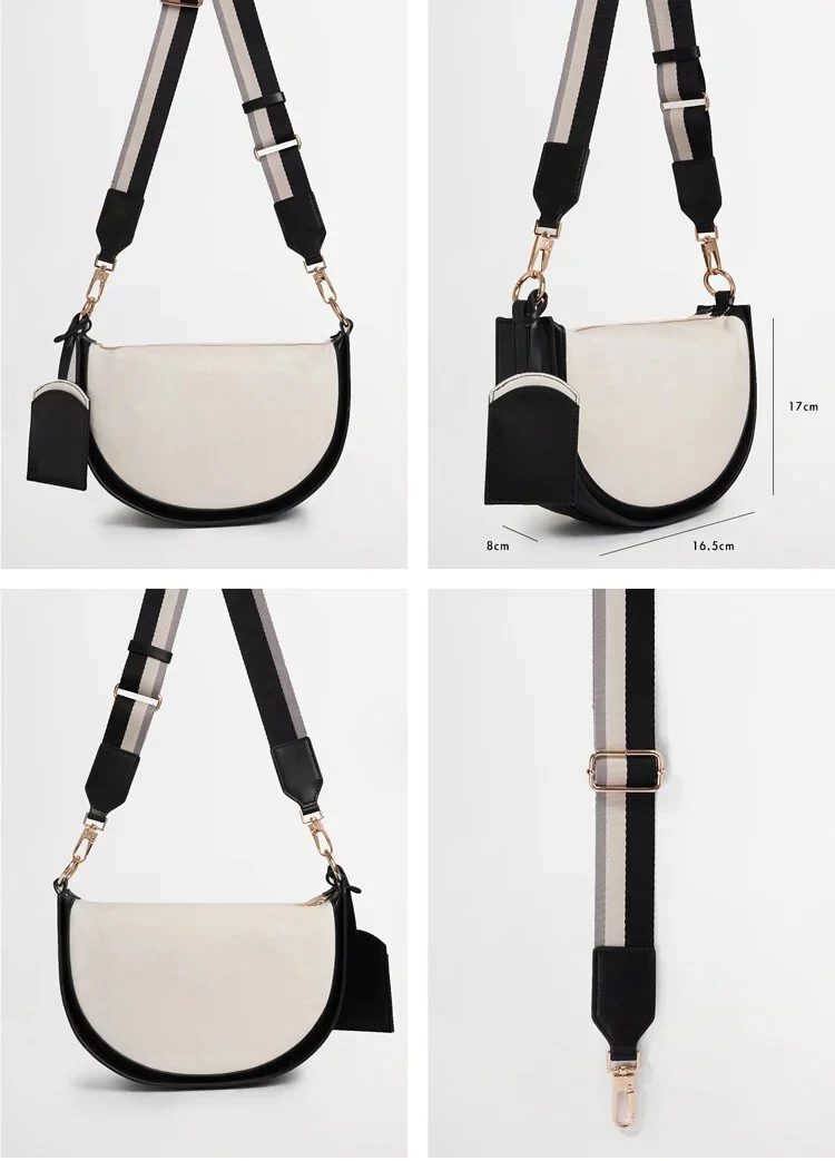 Classic Luxury Pu Leather Ladies Saddle Bags Elegant Designer Purse Veagn Canvas Crossbody Bags Custom Logo Womens Shoulder Bags