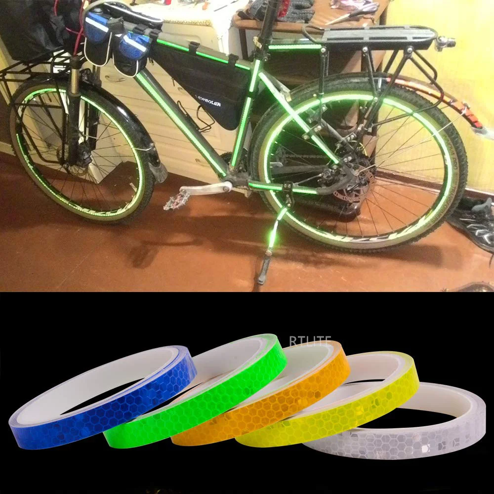 Reflective Bicycle Stickers Adhesive Tape for Bike Safety White Red Yellow Blue Bike Stickers Bicycle Accessories