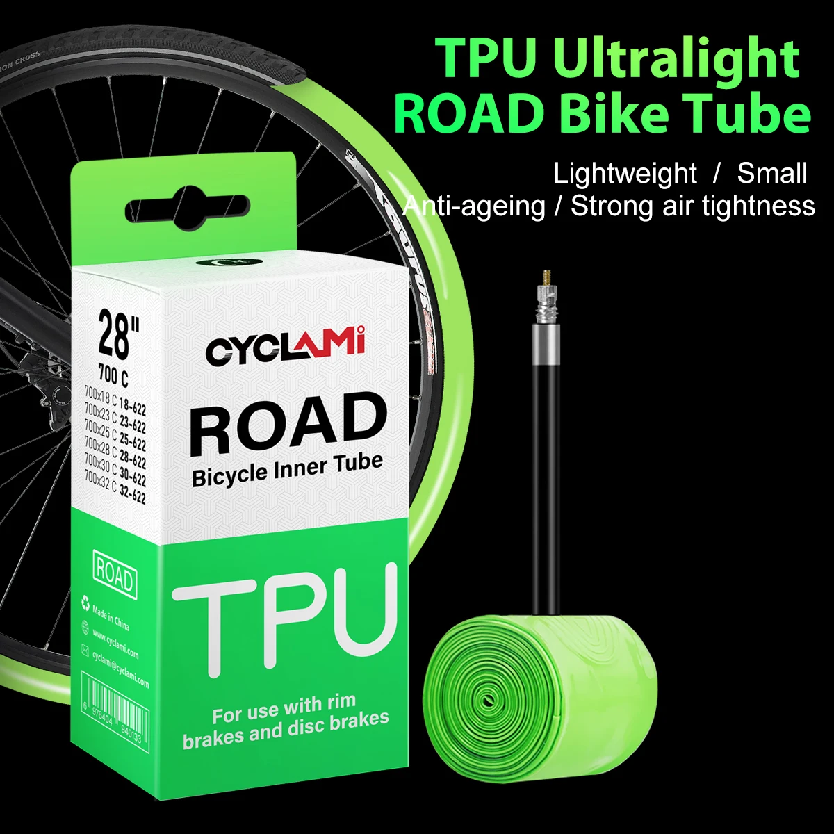 CYCLAMI 30g TPU Bike Inner Tube 700C 700x18 23 25 28 32C Road Bicycle Tire Bike Camera pneu aro