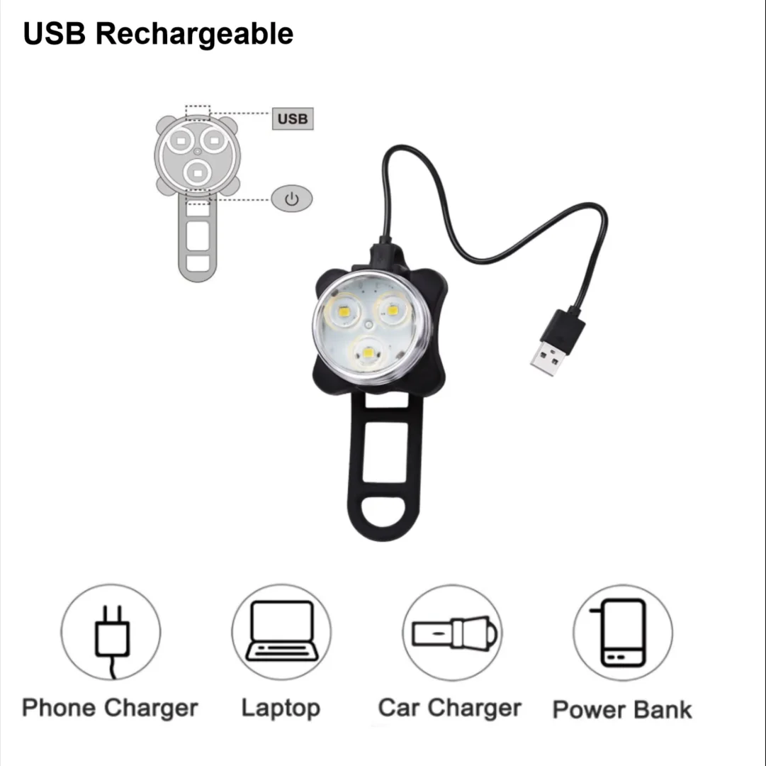 Amazon Hot sale USB Rechargeable Front White Bicycle Light Waterproof 4 Modes Bike Red Tail LED Light Set