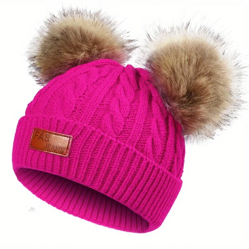 Cute kids Beanie Hat Dime Decorated Cold Hat Patch Knit Hat