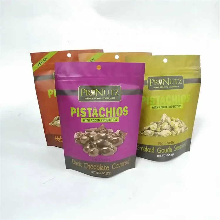 2022 New Design 85g 3oz Pistachio Nuts Dried Food Packing Matte Reusable Bags Fresh Food Storage Bag Snacks Zipper Pouch