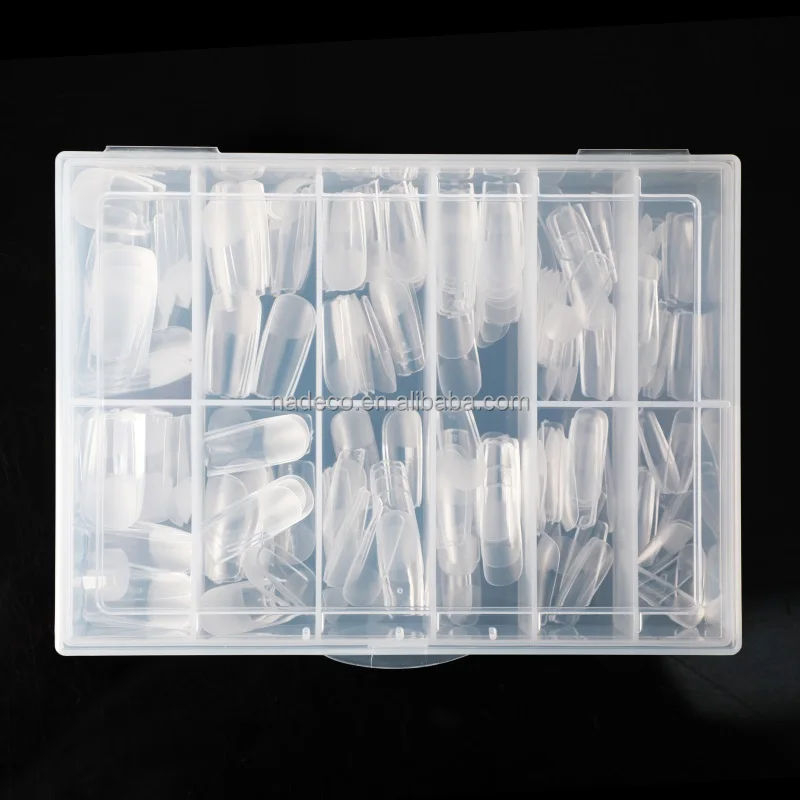 NADECO Wholesale Salon Acrylic Press On Artificial Manicure Medium Square Full Cover False French Gel Nail Extension Tips