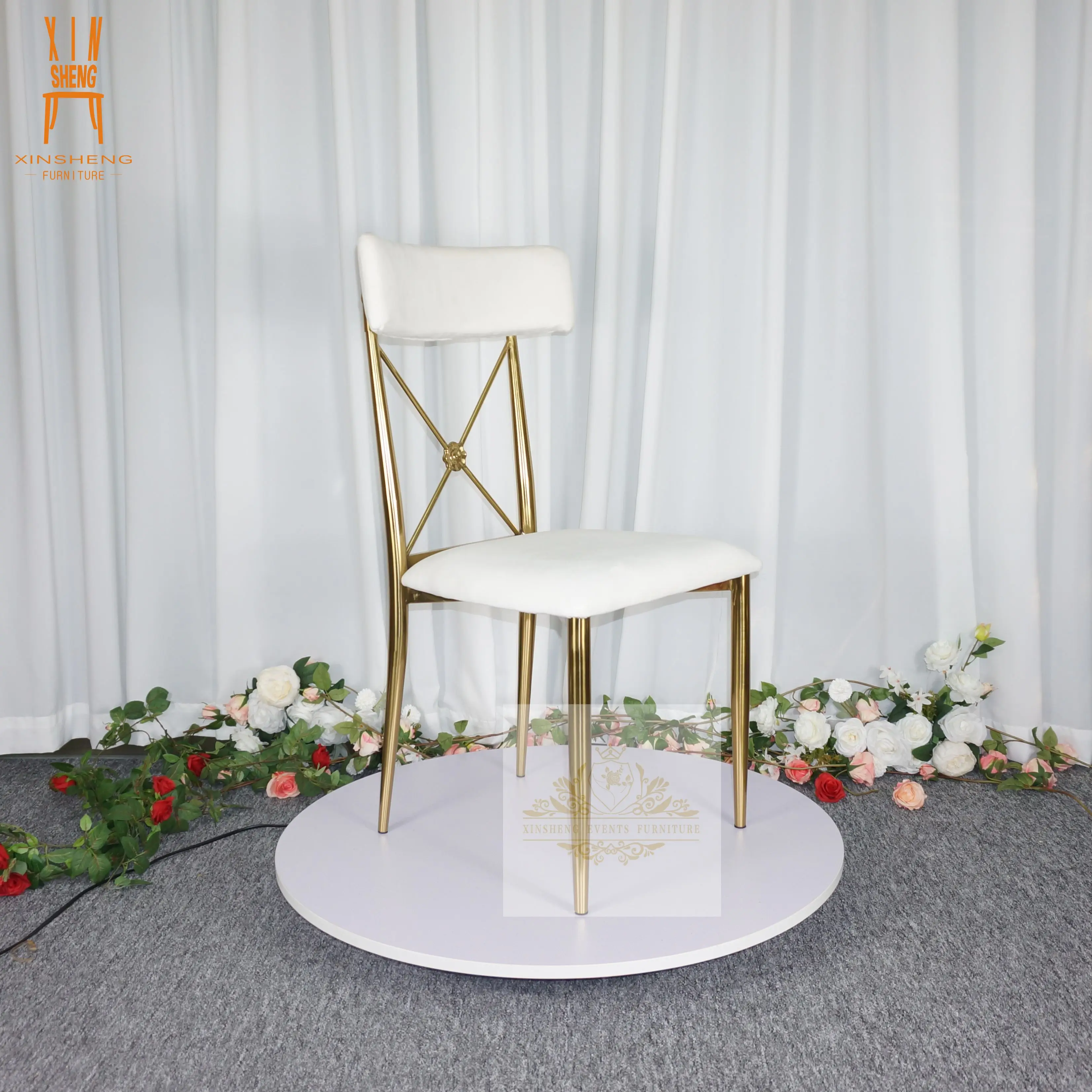 Royal event stainless Steel banquet exchangeable back wedding Chair