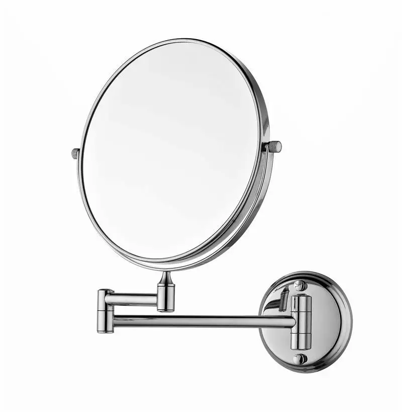 Dual Arm Extend Bathroom Metal Wall Mounted Swivel Magnifying Mirror With No Lights