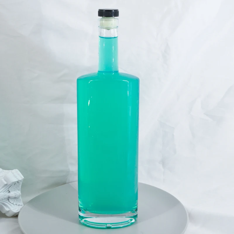 White material Customized 750ml Liquor Spirits Glass Bottle For Vodka Gin Whiskey with cork stopper
