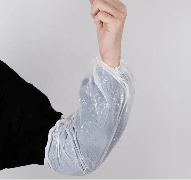Завод сразу пылезащитные одноразовые пластиковые рукава крышка водонепроницаемый пластик Pe/cpe готовка над рукавами с эластичным манжетом