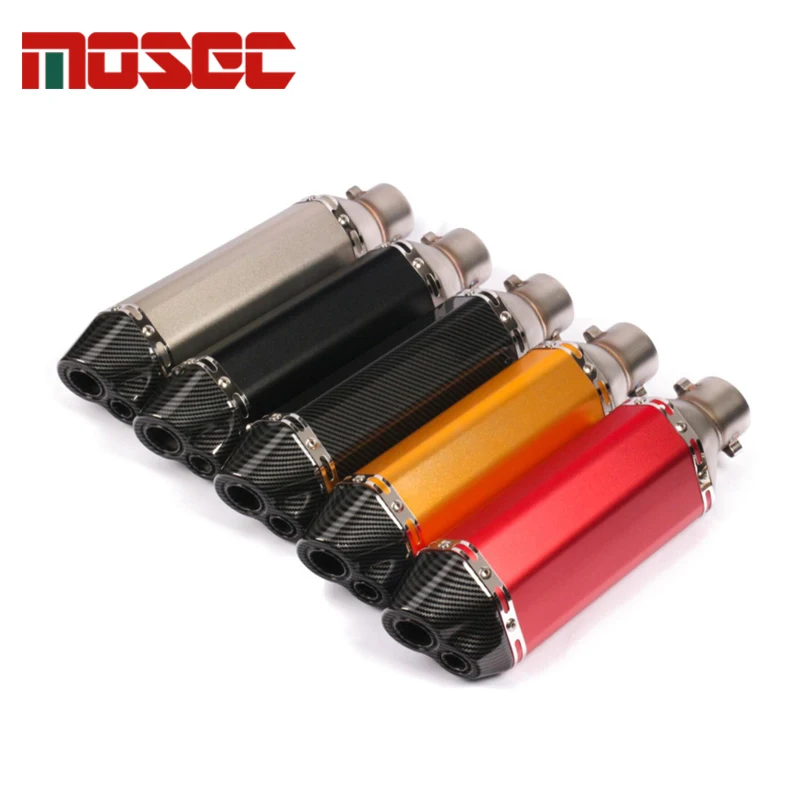 310mm Universal Short Motorcycle Exhaust Muffler Double Outlet Pipe Motorbike Exhaust Silencer
