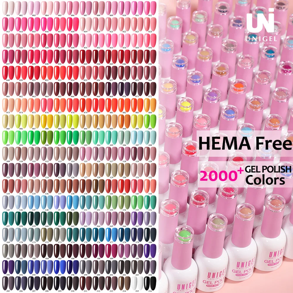 Unigel #163-#180 Wholesale Nails System 98% Matching Wholesale Solid Colors 2in1 UV Gel Polish and Nail Lacquer