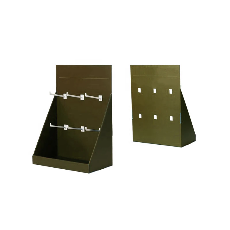 Custom Logo Acrylic Cardboard Countertop Display Box For Retail Store Corrugated Paper With Hanging Hooks