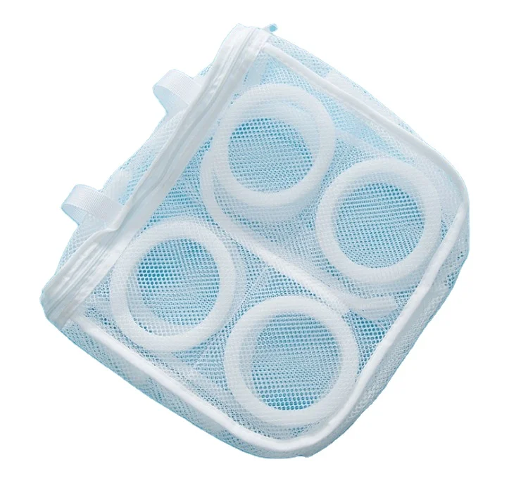 Hot sale large padded mesh sneakers shoes protector bag laundry drying washing bags with hanging rope