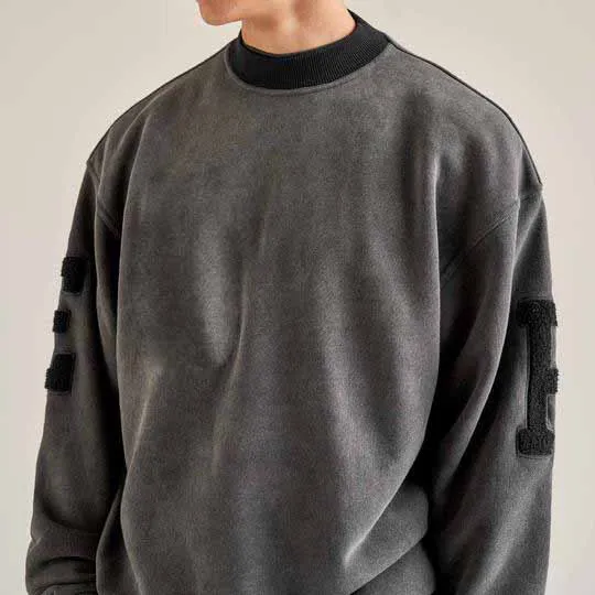 Мужской Хлопковый пуловер с вышивкой синели, винтажный свитшот с круглым вырезом