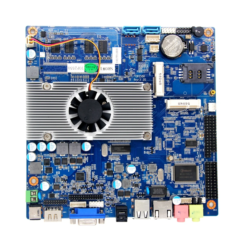 Atom D2550 N2600 N2800 processor fanless mini ITX motherboard with HD-MI VGA LVDS display