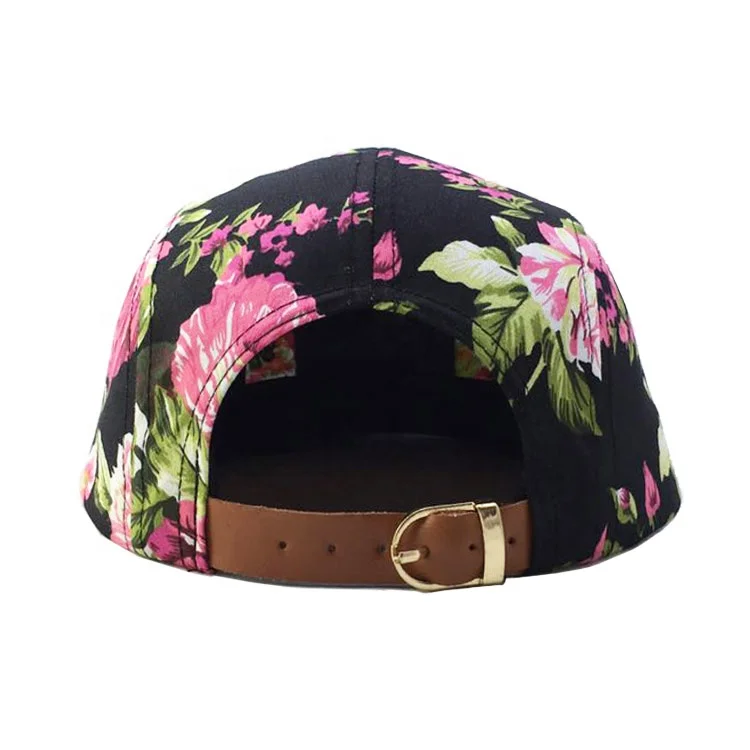 summer custom embroidery snapback cap  all over printed logo five panel camp cap 5 panel hat