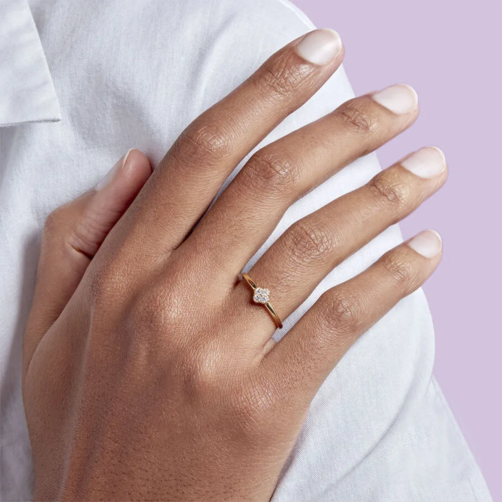 JCA Dainty gold plated 925 sterling silver four Leaf clover cubic zirconia ring wedding and engagement rings fashion for women