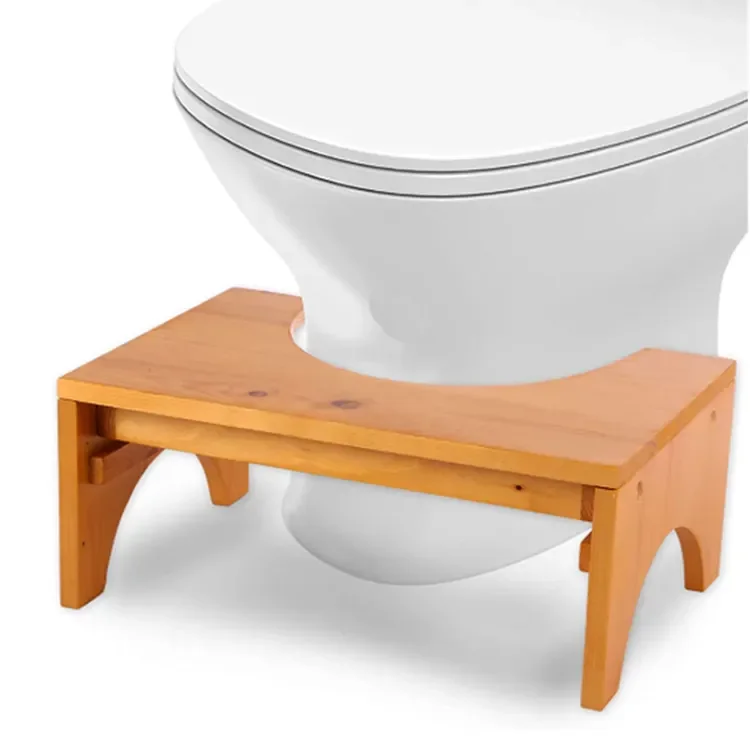 Bamboo Toilet Stool Non-Slip Squatting Toilet Step Stool Bamboo Wooden Poop Stool for Bathroom