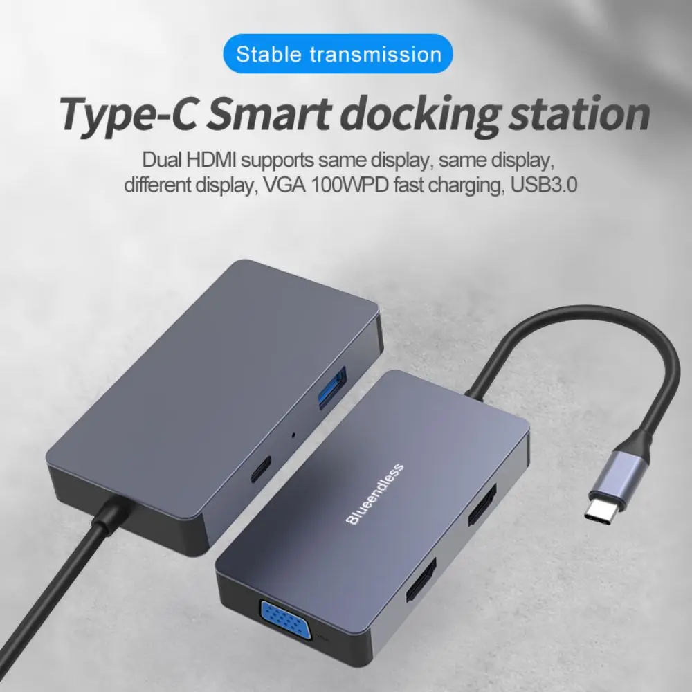 Aluminum usb c hub dual 4k hdtv 5 in 1 dual usb c hub docking station vga usb hub type c hdtv pd