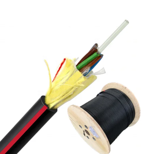 High Quality ASU ADSS Single Mode G652D Fiber Optic Cable 4 6 8 12 Core Outdoor Red Stripe 48 96 Core ADSS Optical Fiber Cable