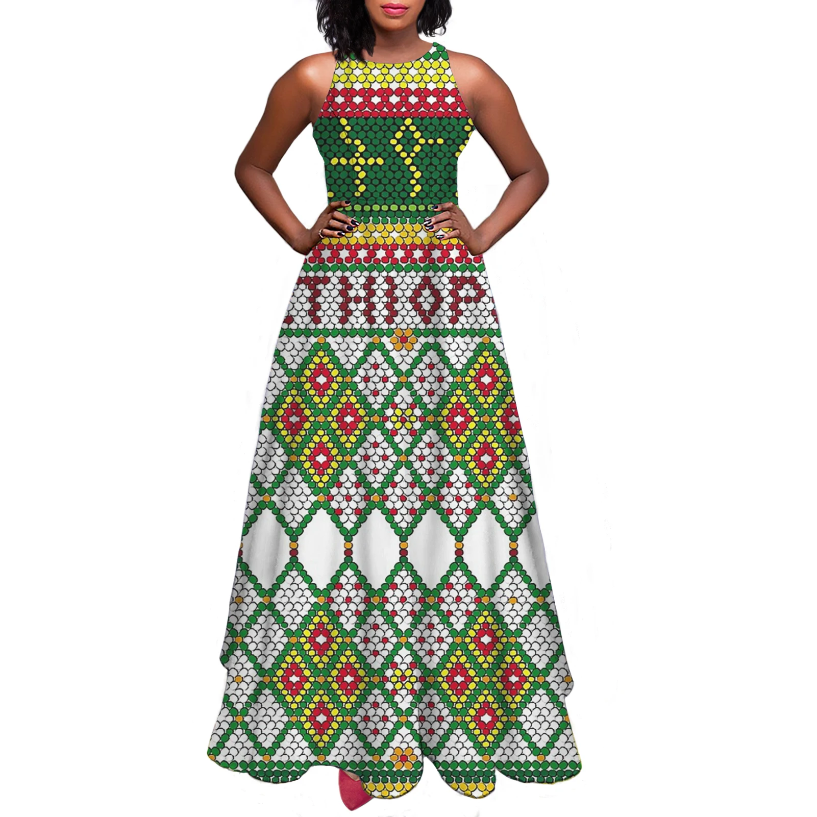 Wholesale Cheap Price Vintage Ethiopian Dress For Women Custom Ethiopia Design White Casual Dress Ladies Elegant Long Maxi Dress