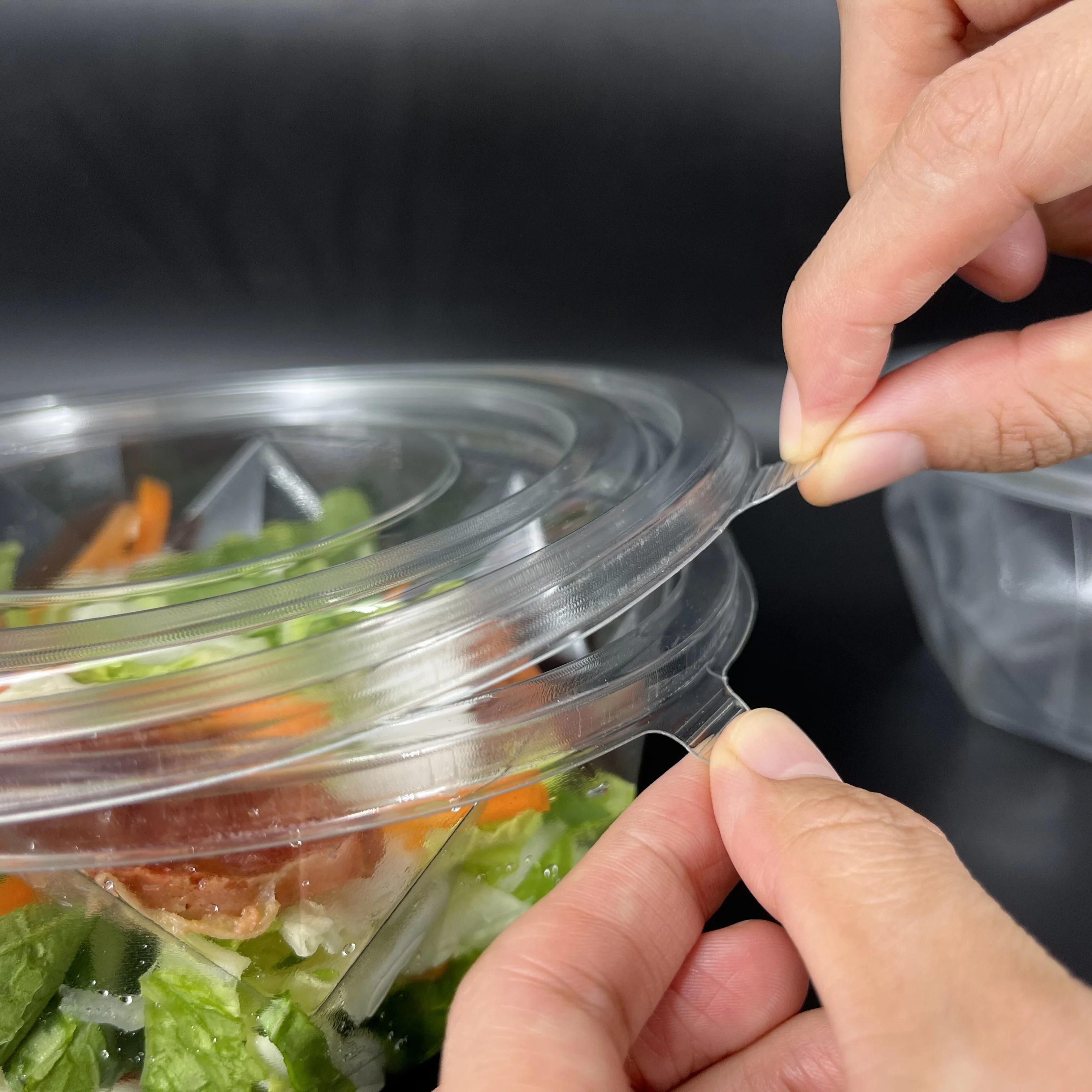 32 oz Customized transparent disposable plastic salad bowl food storage fresh fruit container plastic cups with lids