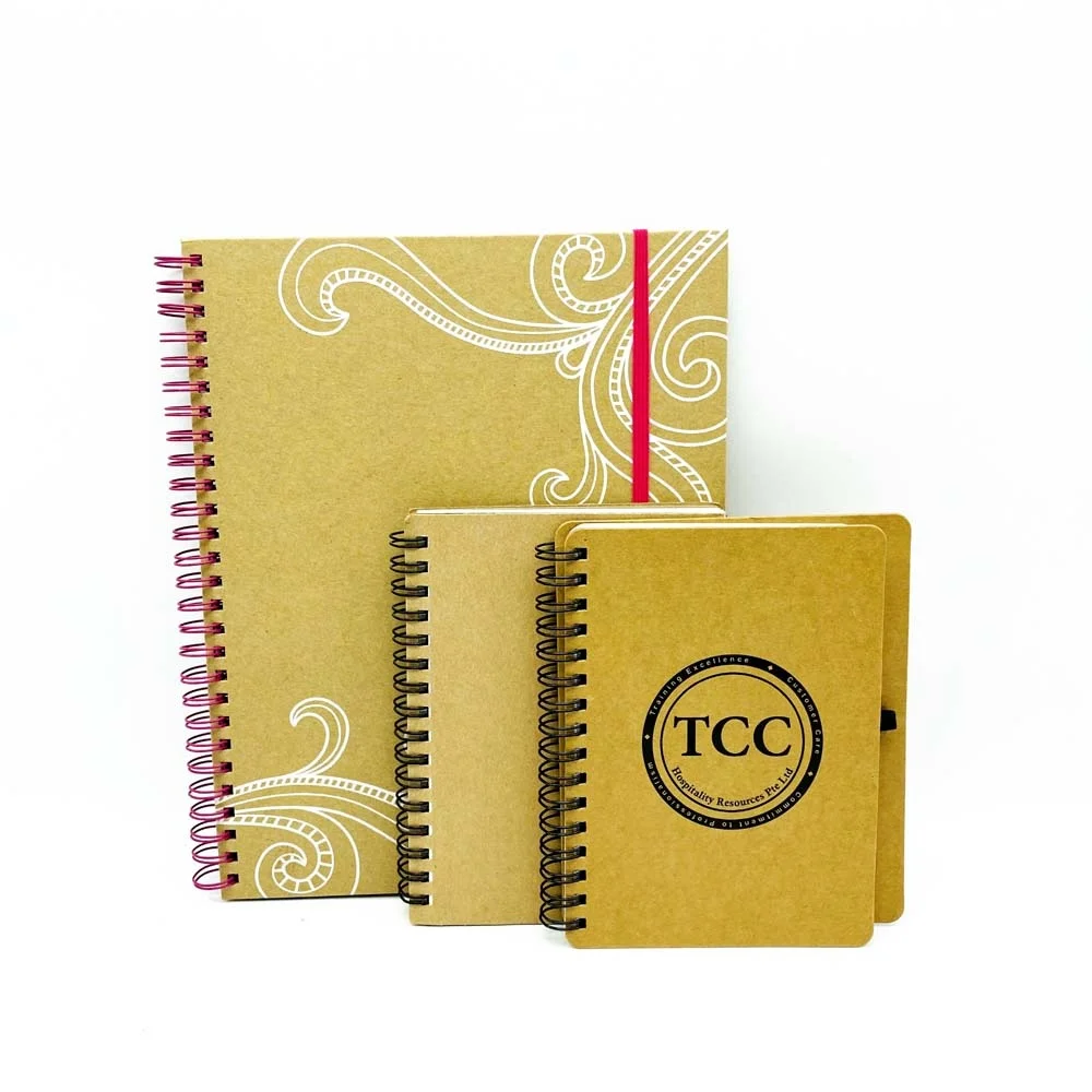 Eco Friendly Custom Recycled Kraft Paper Spiral Notebook with logo