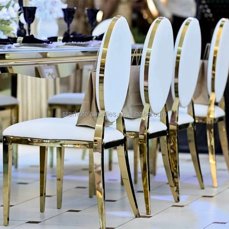 Manufacturer Oval back stacking metal vinyl ss gold hotel banquet wedding and event chairs