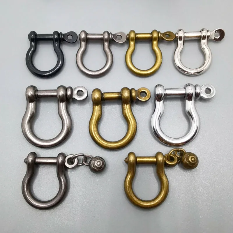 Metal D-Rings 10mm Horseshoe Shape Key Rings Screw in Shackle U Shape D Ring for DIY Leather Craft Accessories