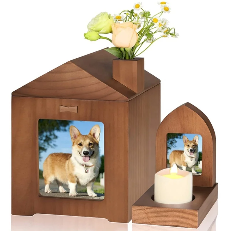 Customize Memorial Wood Cremation pet Urn pet coffins and urns for holding dogs cats small animal Ashes