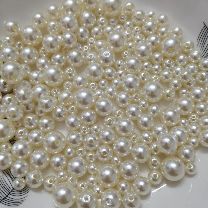 Factory Wholesale AAA Quality ABS Plastic Pearl Beads With Holes 3mm-30mm For Bags DIY Jewelry Making