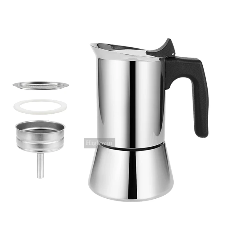 HIGHWIN Camping Home Stainless Steel Italian Coffee Maker Stovetop Espresso Maker Percolator