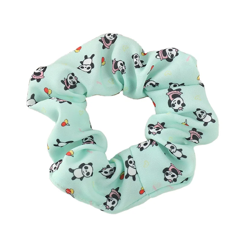 Wholesale Cheap Panda Logo Print Chiffon Elastic Hair Scrunchies For Hair Accessories