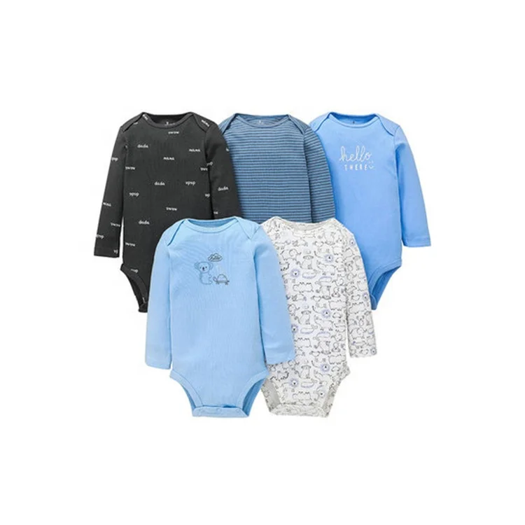 Wholesale 5 PCS Autumn Winter infant Long sleeve cotton printing Casual romper girl jumpsuit baby boy onesie
