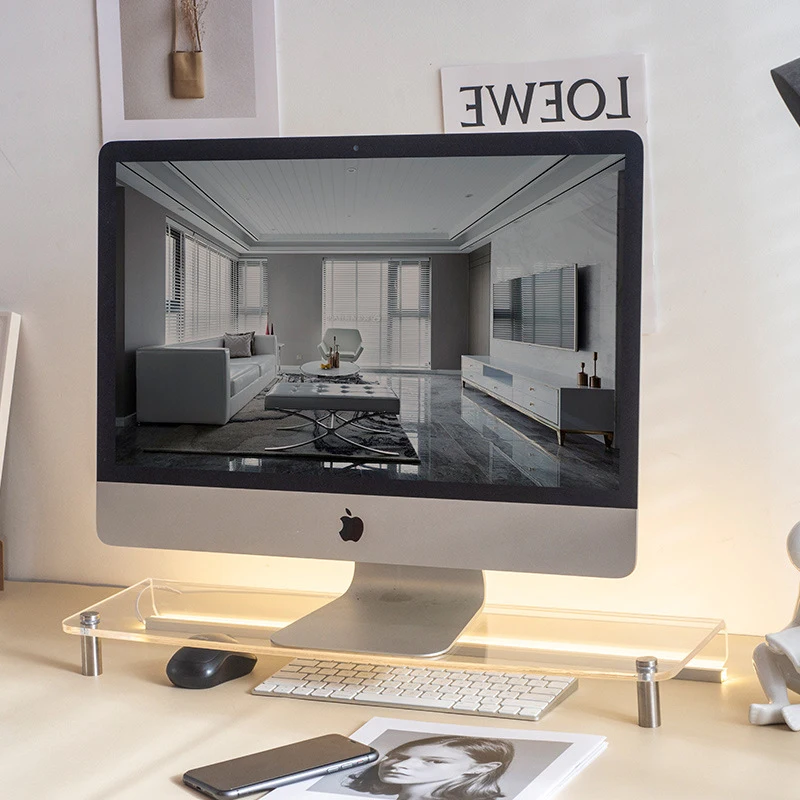 Monitor Stand Studio Single Adjustable Wooden Acrylic Dual Desktop Table Desk Laptop Computer Stand Monitor Riser For Monitor