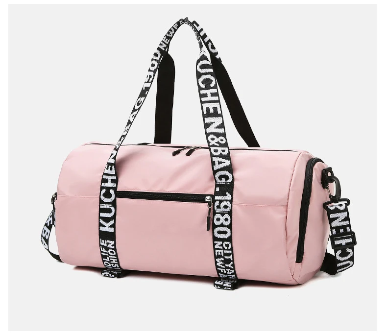 New fashion original soft strap sport gym travel hand held portable pink sports duffle tote bag with shoe compartment
