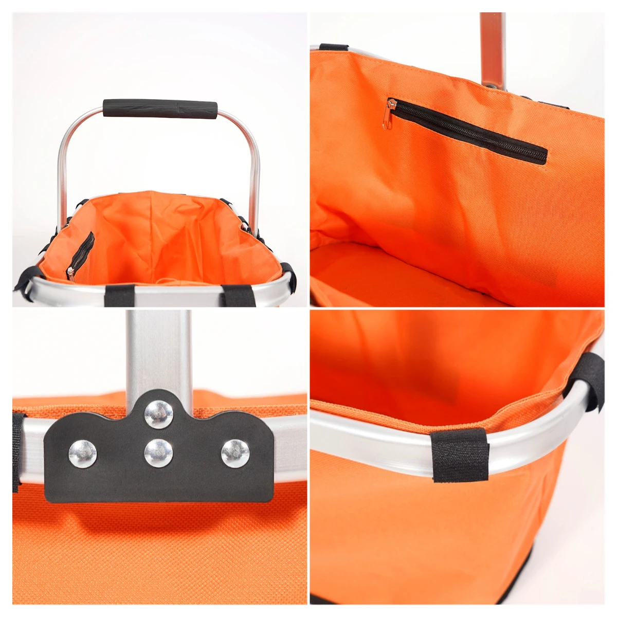 Hitree new color portable outdoor folding double fabric lightweight collapsible camping picnic trolley basket