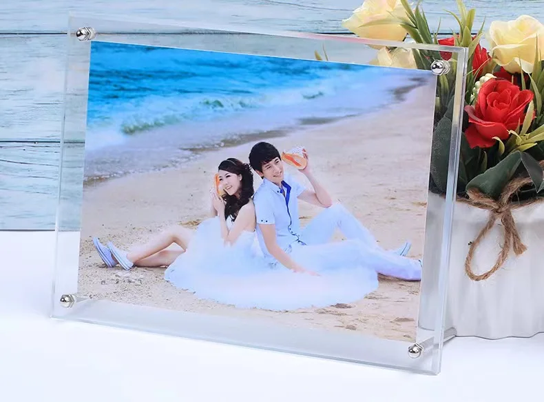 Customizable size Acrylic Picture Frame 4x6 Clear Double-Sided Photo Frame Magnetic Photo frame stand holder
