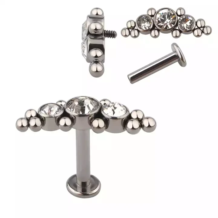 Head Labret Lip Ring ASTM F136 G23 Titanium Internal Thread Helix Rook Piercing Earrings