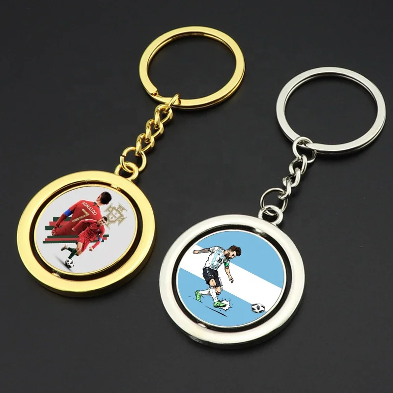 Cheap Bulk Stock Rotating Metal Keyring Blank Spinning Keychain Round Square Key chain