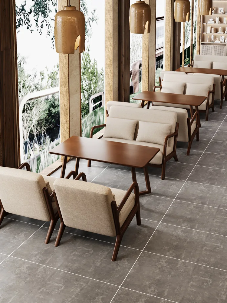 Leisure Hotel New Design Light Luxury Restaurant Coffee Shop Table and Chairs Sets Round Cafe Furniture