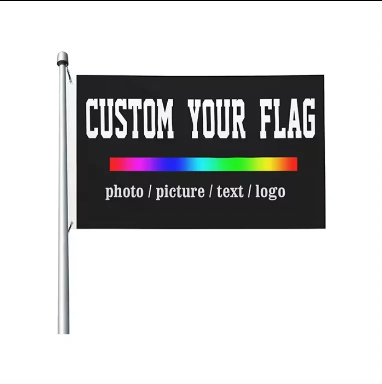 Fast Delivery 100% polyester single sided double sided custom size national company flag