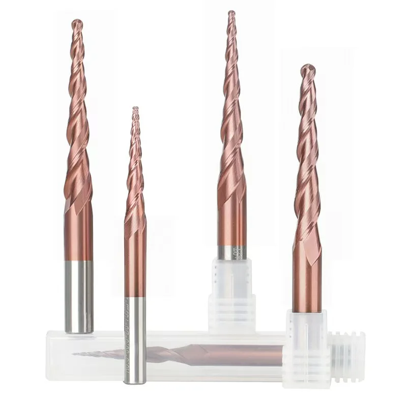 Yonghe Tungsten solid carbide Coated cnc Tapered Ball Nose End Mill For Aluminum Alloys,copper alloys, wood